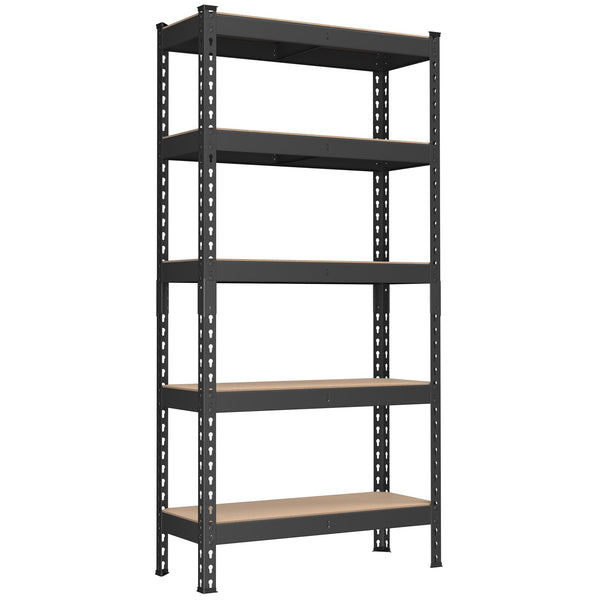 SONGMICS 5-Tier Shelving Unit, Storage Shelves, for Garage, Boltless Assembly, Adjustable Shelves, 30 x 75 x 150 cm, Load 875 kg, for Shed Warehouse Basement Kitchen, Black GLR300B01