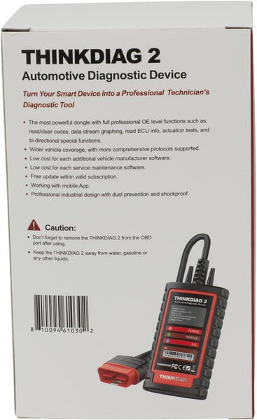 thinkcar OBD2 Diagnostic Tool,ThinkDiag 2 OBD2 Scanner Bluetooth 5.0 for iOS & Android, All System & 15+ Reset Functions, Car Diagnostic Tool with CAN-FD Protocol, AutoVIN, Active Test, ECU Coding