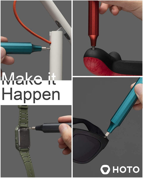 HOTO Precision Screwdriver Set, 24-in-1 Multi-Bit Screwdriver, Mini Hand Set with 12 Double End S2-Steel Bits, Ideal for Phone/Glasses/Watches/Laptop, Cinnabar Red