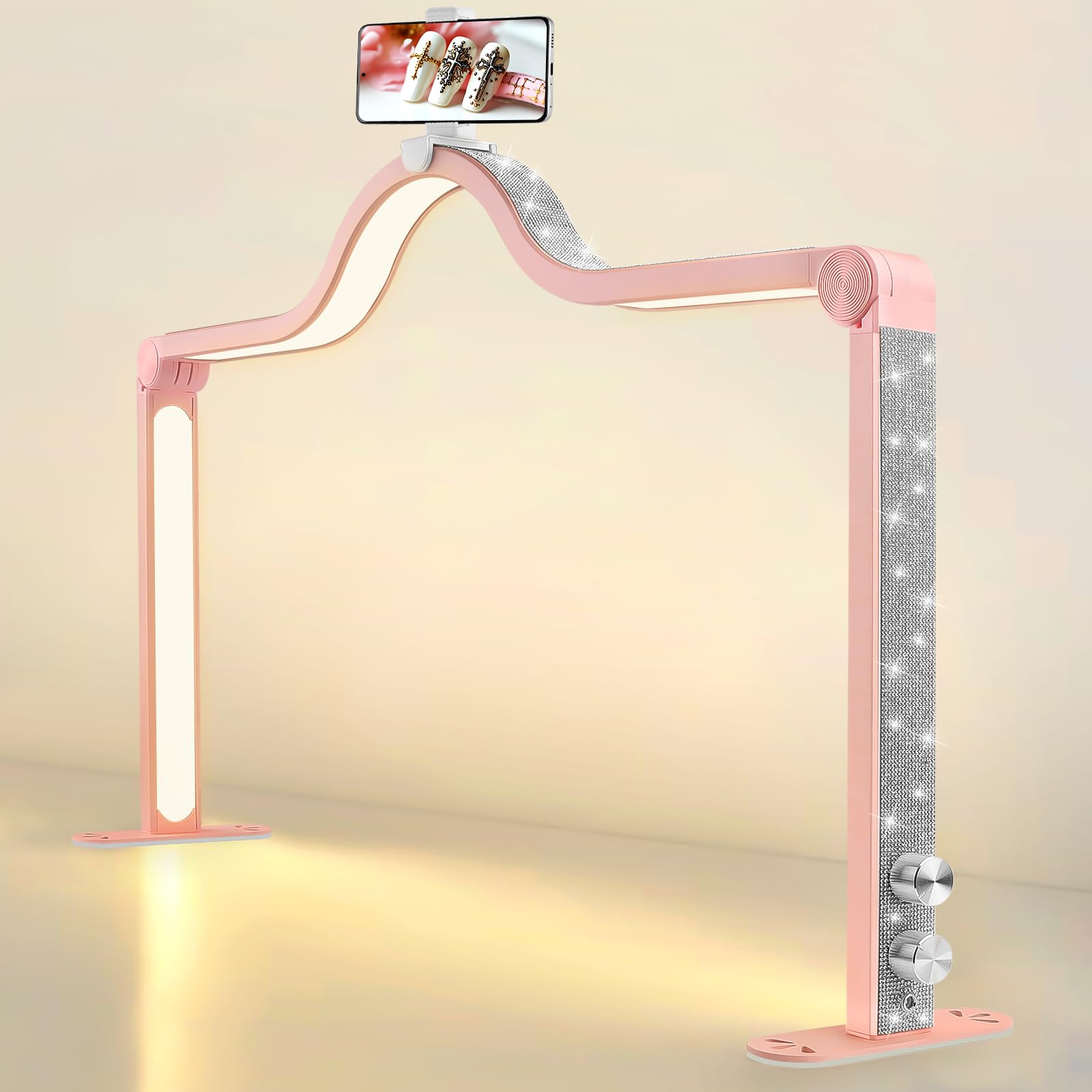 Kalolary 32inch Lash Light Lamp, 3000K-6000K Adjustable Brightness Desk Lash Light for Lash Extensions, Fill Light Eyelash With Mobile Phone Holder