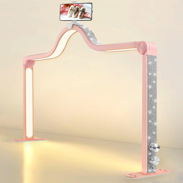 Kalolary 32inch Lash Light Lamp, 3000K-6000K Adjustable Brightness Desk Lash Light for Lash Extensions, Fill Light Eyelash With Mobile Phone Holder