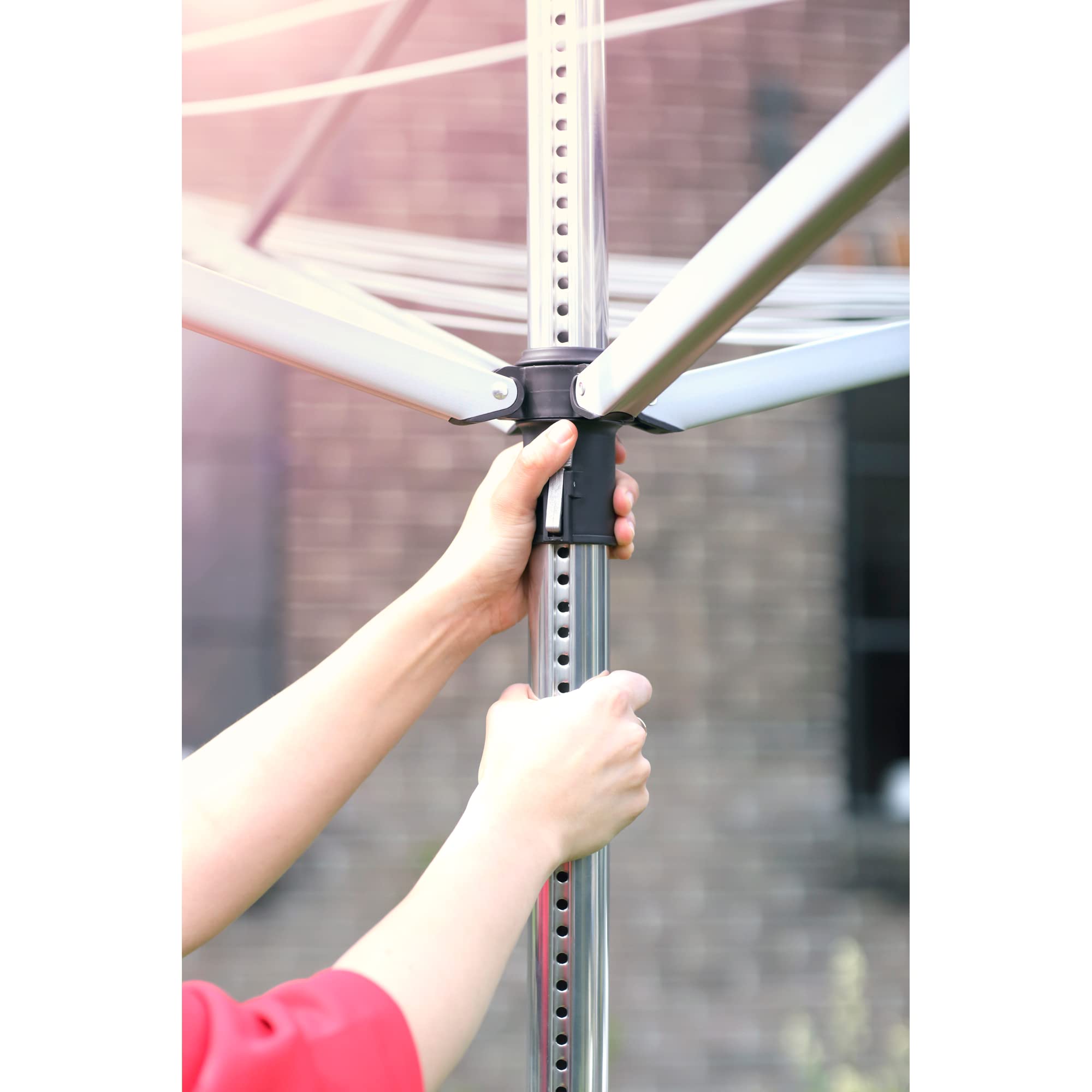 Brabantia - Lift-O-Matic - 60 Metres of Clothes Line - Adjustable in Height - UV-Resistant & Non-Slip Lining - Umbrella System - with Ground Spike 45