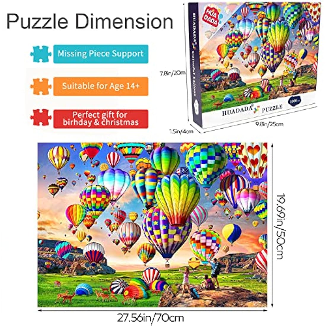 HUADADA Jigsaw Puzzles 1000 Pieces for Adults Hot Air Balloon Puzzle Educational Games Home Decoration Puzzle (27.56" x 19.69")…