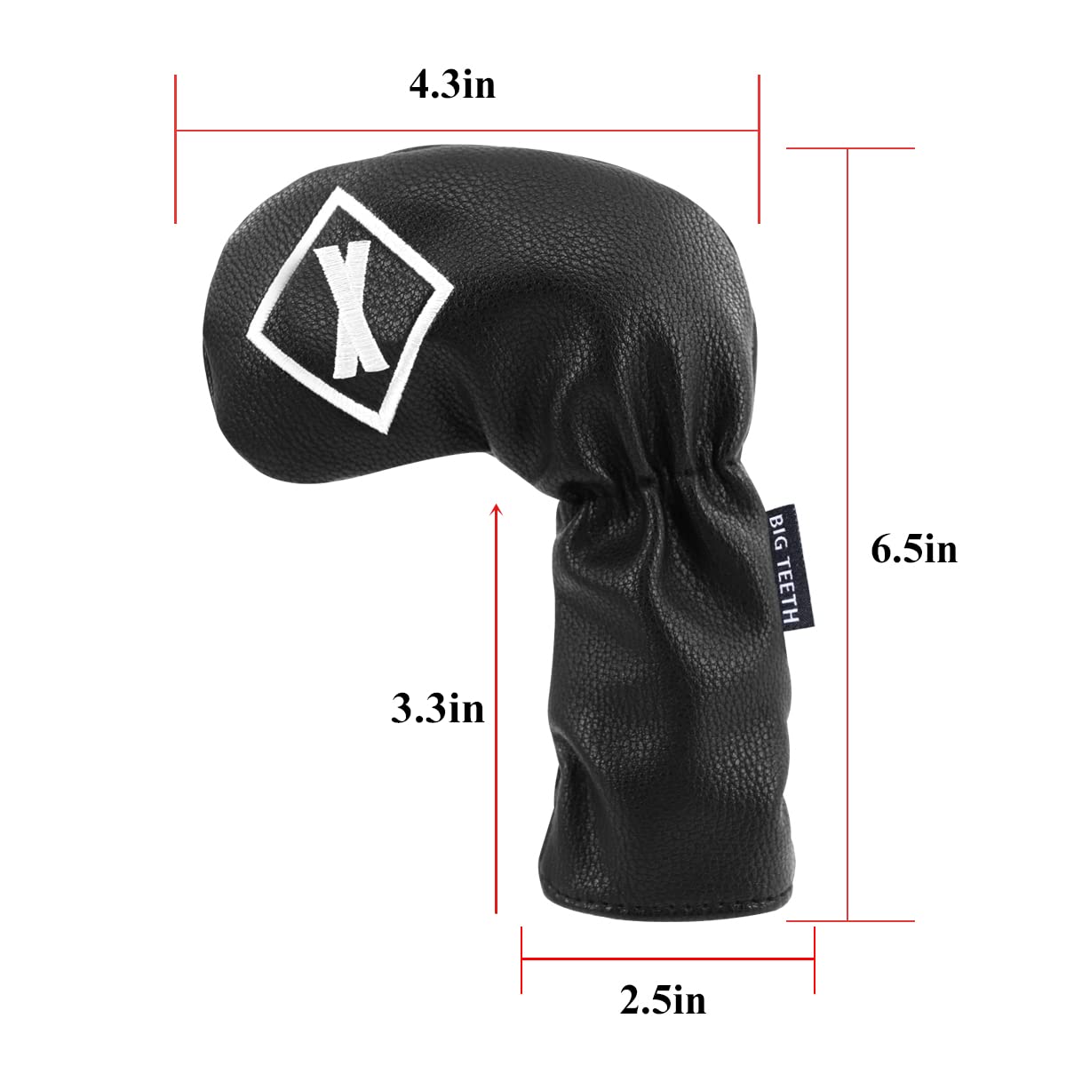 BIG TEETH Golf Iron Head Covers Headcovers 10Pcs/set 4-9,P,A,S,X Club Protector Elastic Long Neck with Big Number Waterproof Black PU Leather
