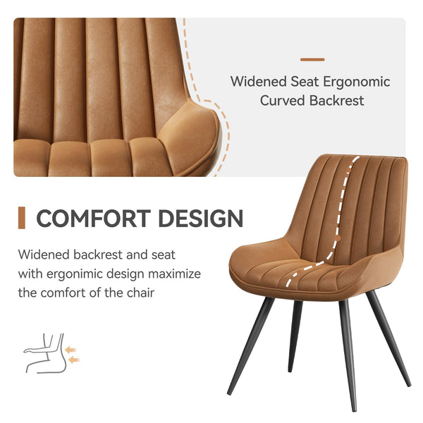 Hawthyhome Dining Chairs Set of 4 |Upholstered Chairs with 10cm Thick Seat Cushion •Upholstered Fabric Dining Chair •Kitchen Chair with Backrest •Modern Armchairs with Metal Legs •Dark Grey