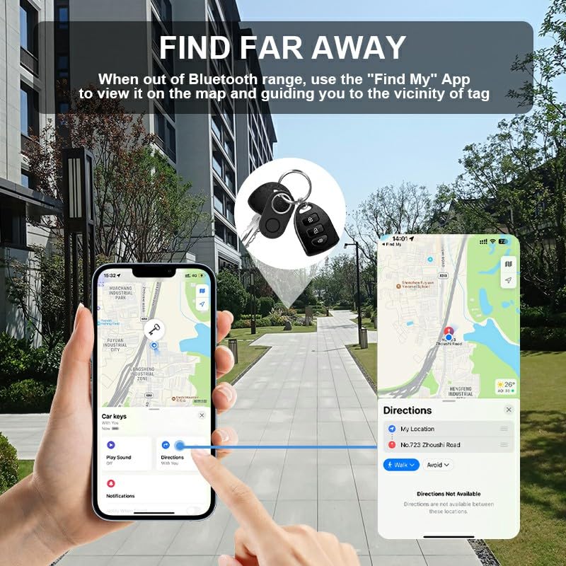 2 Pack GPS Tracker for Vehicles Work with Find My (iOS Only)-No Monthly Fee, IP69 Waterproof,Real-Time GPS Tracking Devices for Kids, Car, Keys,Luggage,Wallets,Dog,Cat,Easily Locate Lost Items(White)