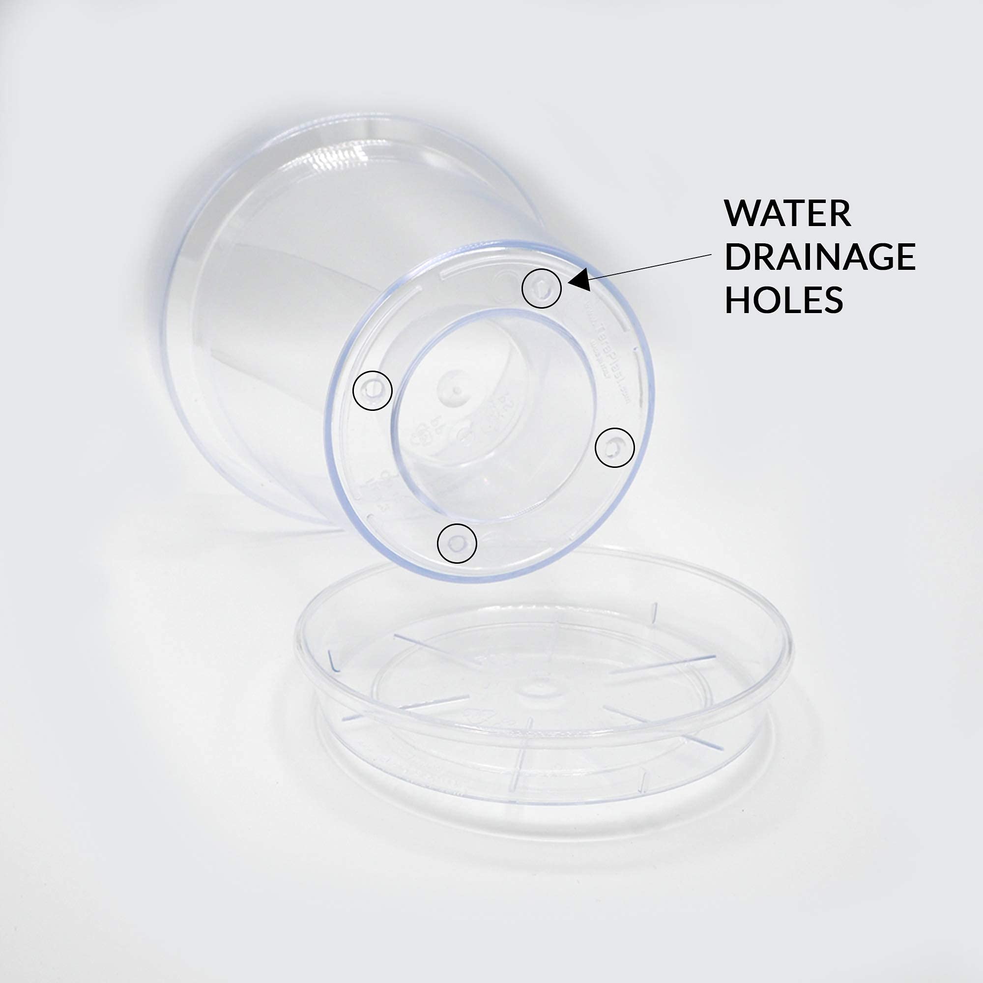 Kalapanta Transparent Plastic Pot for Orchids, with Drainage Holes and Saucer (2, ? 16 cm)