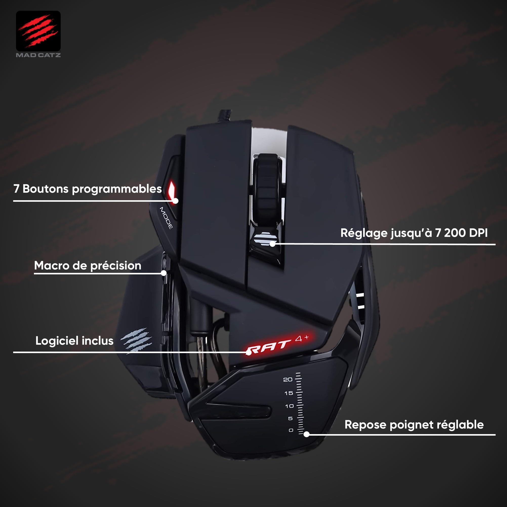 MAD CATZ R.A.T. 8+ Gaming Mouse (USB/Black/16000dpi/11 Buttons) - MR05DCINBL000-0