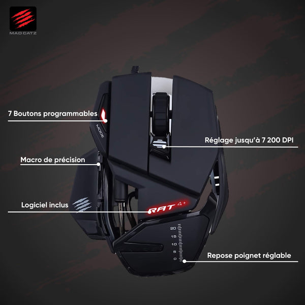 MAD CATZ R.A.T. 8+ Gaming Mouse (USB/Black/16000dpi/11 Buttons) - MR05DCINBL000-0