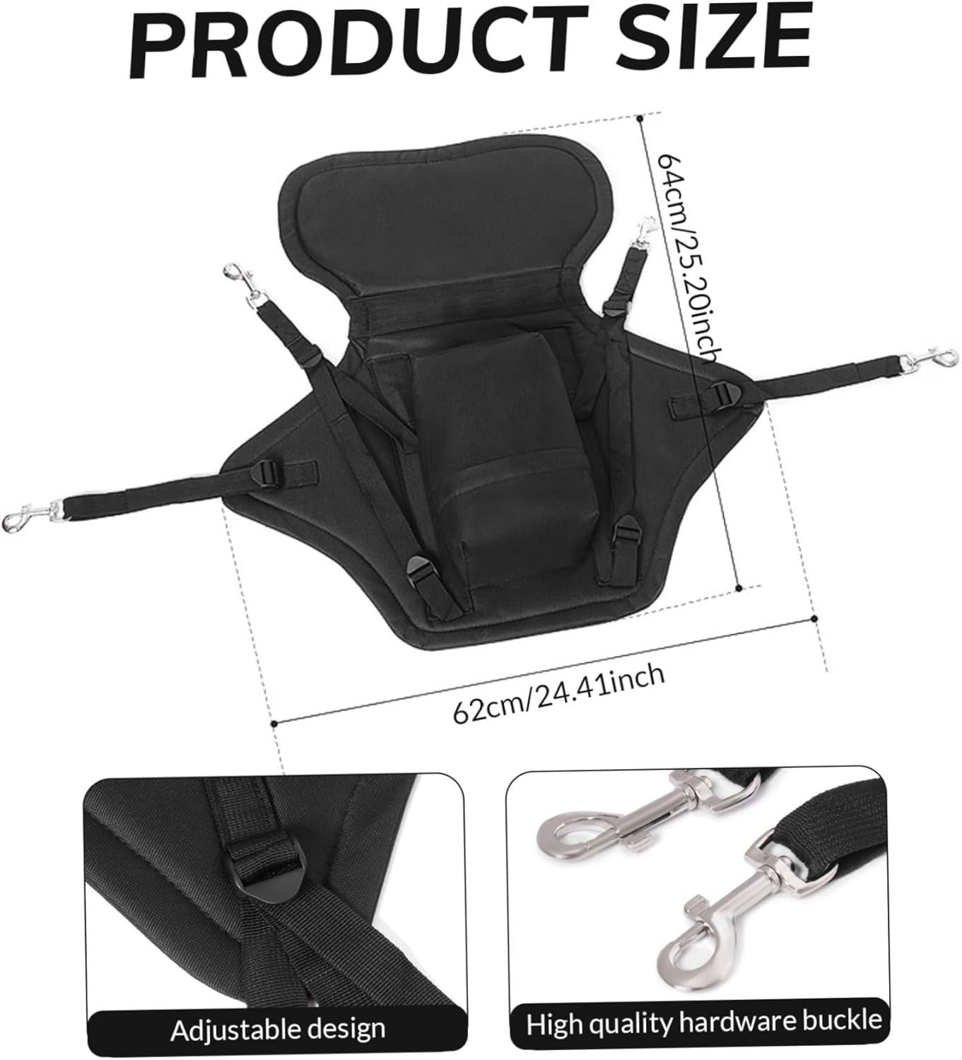 Kayak Seat with Back Support, Nylon Adjustable Canoe Paddle Board Seat, with Snap Hooks & Bag, Kayak Accessories
