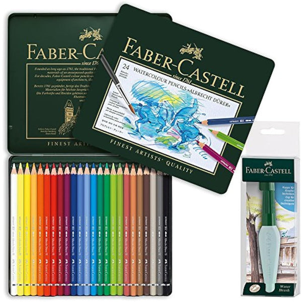 Faber-Castell 117590 Watercolour Pencils Albrecht Durer 24 Metal Case Art and Graphic Water Tank Brush