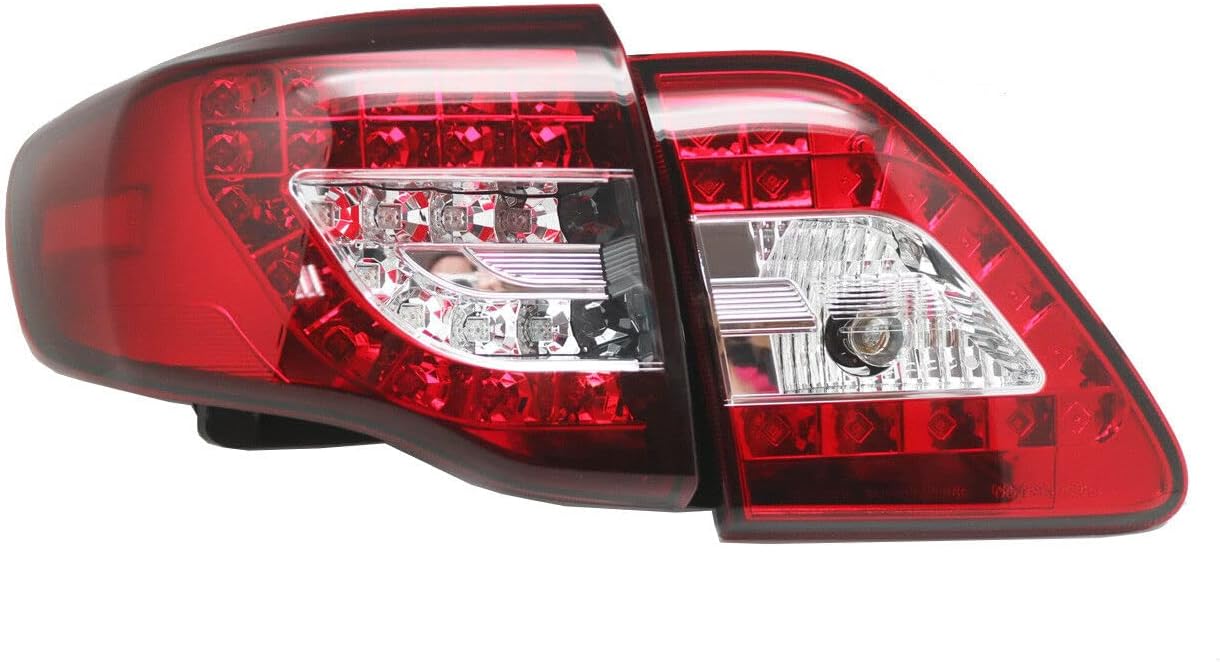 GAZOZ PERFORMANCE Exterior Accessories - LED Tail Light Compatible with Corolla 2009-2010 E140/E150 Altis LED Tail Light Brake Turn Signal - Red/Clear