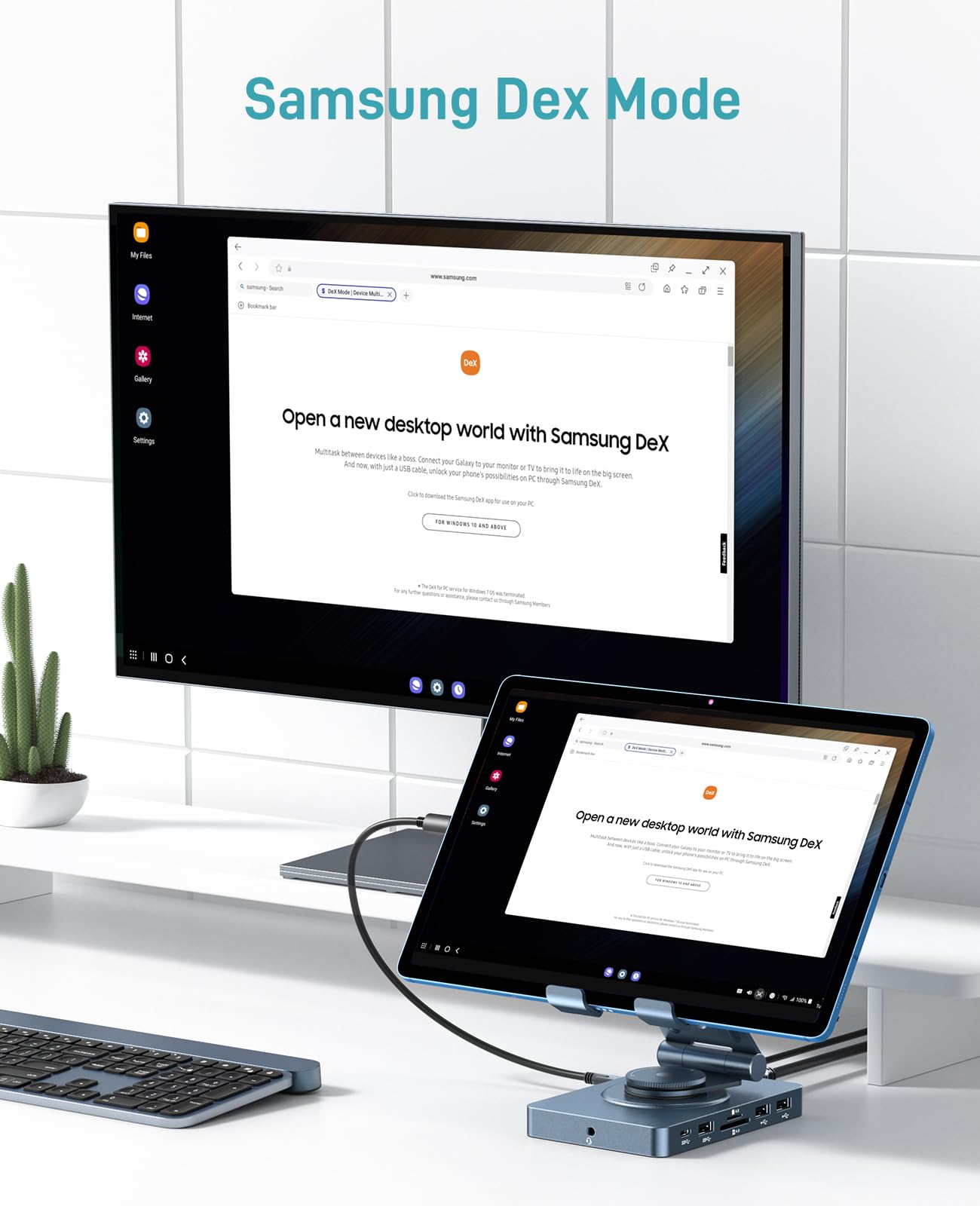 360° Rotating iPad/iPad Pro USB C Docking Station, 11-in-1 with SD TF 4.0 Reader, 4K@60Hz HDMI, RJ45, Audio, USB A, USB C, For Tablet, Steam Deck, ROG Ally, Legion Go, Msi Claw, Samsung, etc