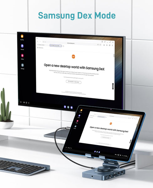 360° Rotating iPad/iPad Pro USB C Docking Station, 11-in-1 with SD TF 4.0 Reader, 4K@60Hz HDMI, RJ45, Audio, USB A, USB C, For Tablet, Steam Deck, ROG Ally, Legion Go, Msi Claw, Samsung, etc