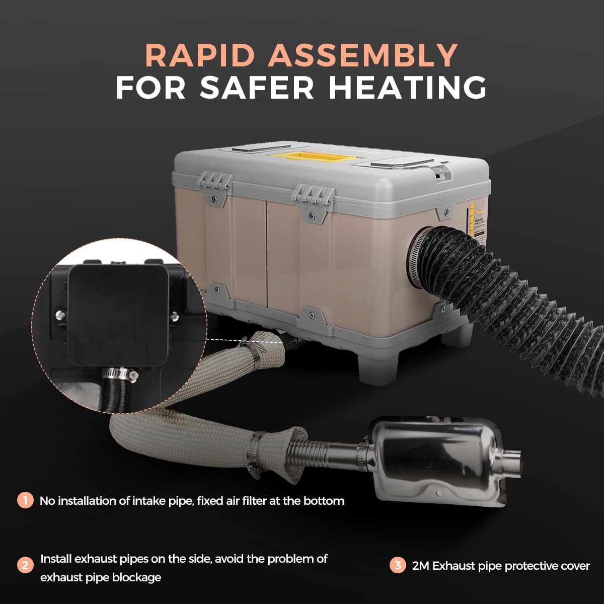 TB10 8KW DC 12V/AC 110-240V Diesel Air Heater, Toolbox Parking Diesel Heater with Bluetooth APP Control, Adaptive Plateau, Automatic Start Stop & Ventilation,for RV Campervan Home Car