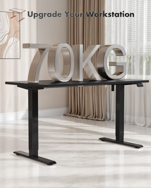 Devoko Electric Standing Desk 120x60cm Sit Stand Table Height Adjustable with Backpack Hook and Memory Smart Pannel, Home Office, White