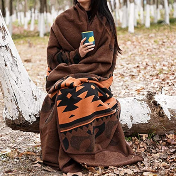 ACUSHLA Merino Wool Blanket - 79X63 Warm, Thick, Washable, Large Throw - Great for Bed Couch Camping Outdoor Travel Car Pets, All Seasons, Flame Brown