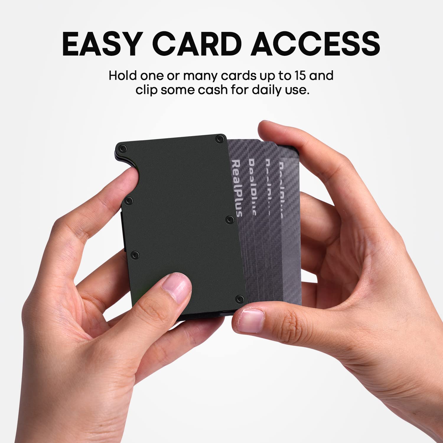 RealPlus Carbon Fiber Wallet, RFID Blocking Card Holder for Men, Minimalist Money Clip-Gifts for Men, Fathers, Boyfriends Birthday