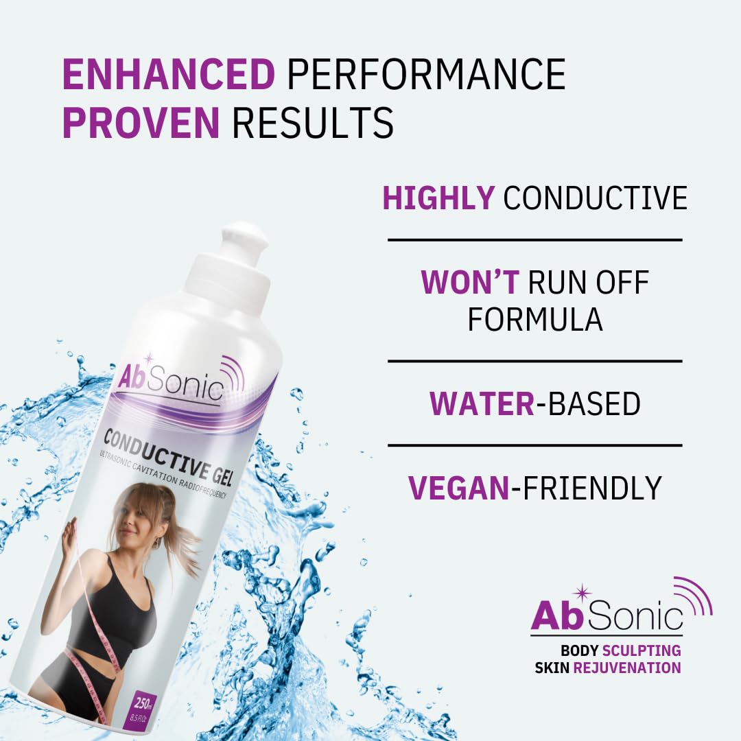 Absonic - Conductive Gel for Cavitation, Microcurrent, Radiofrequency, TENS, EMS, Muscle Stimulation, NuFace, Facial Devices, Body Sculpting & Skin