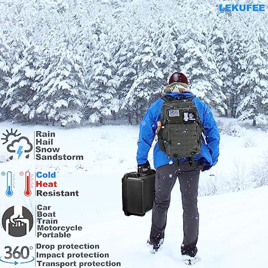 LEKUFEE Waterproof Carrying Case for DJI Mavic 3 Pro/Classic/Combo/RC Pro/RC/N1/Goggles 2/Integra/Motion/RC Motion 2 & Accessories (Case Only)