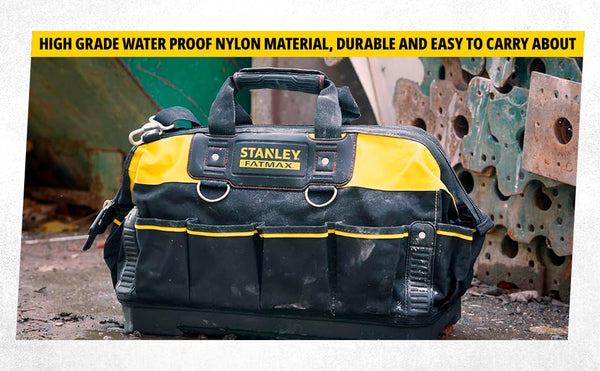 STANLEY FATMAX Technician Tool Bag, 18" Heavy Duty, Hard Waterproof Base, Multiple Pockets, Shoulder Strap, 1-93-950