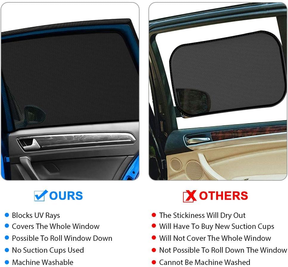 DIZA100 Car Side Window Sun Shade 2Pack, Sun Shade Blocking Mosquito Net, Protection for Kids/Baby/Adults/Pets - 42"x20" Fits All 98% Cars