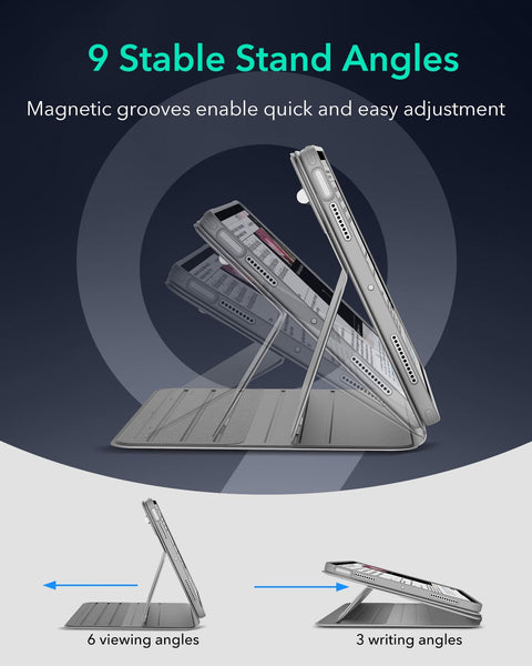 ESR for iPad Pro 12.9 Case (6th/5th Generation, 2022/2021), Removable Magnetic Cover, Adjustable Portrait/Landscape Stand with Raised Display View, 9 Standing Angles, Shift Series, Black