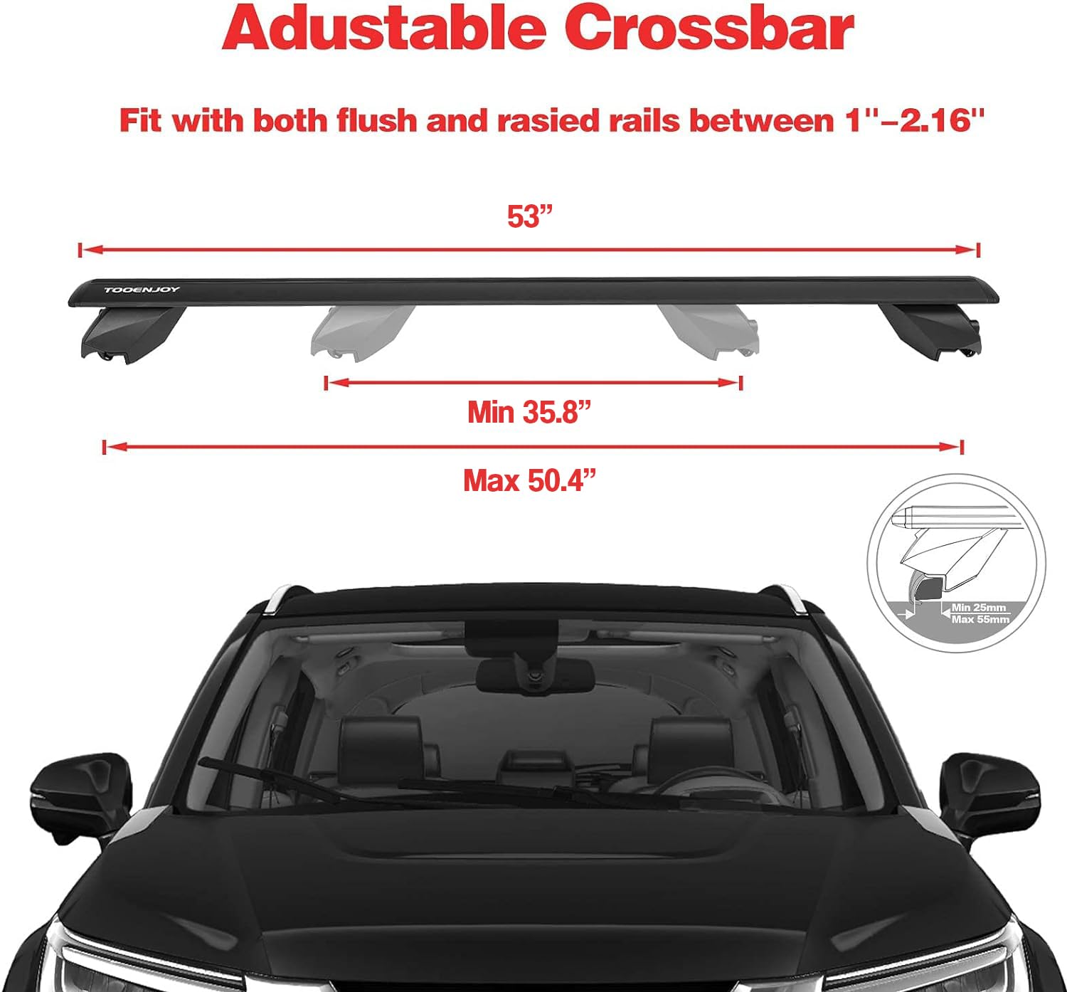 COWVIE Aluminum Universal Roof Rack Cross Bars Pro keyed Locks - Fit Raised Side Rails 120CM