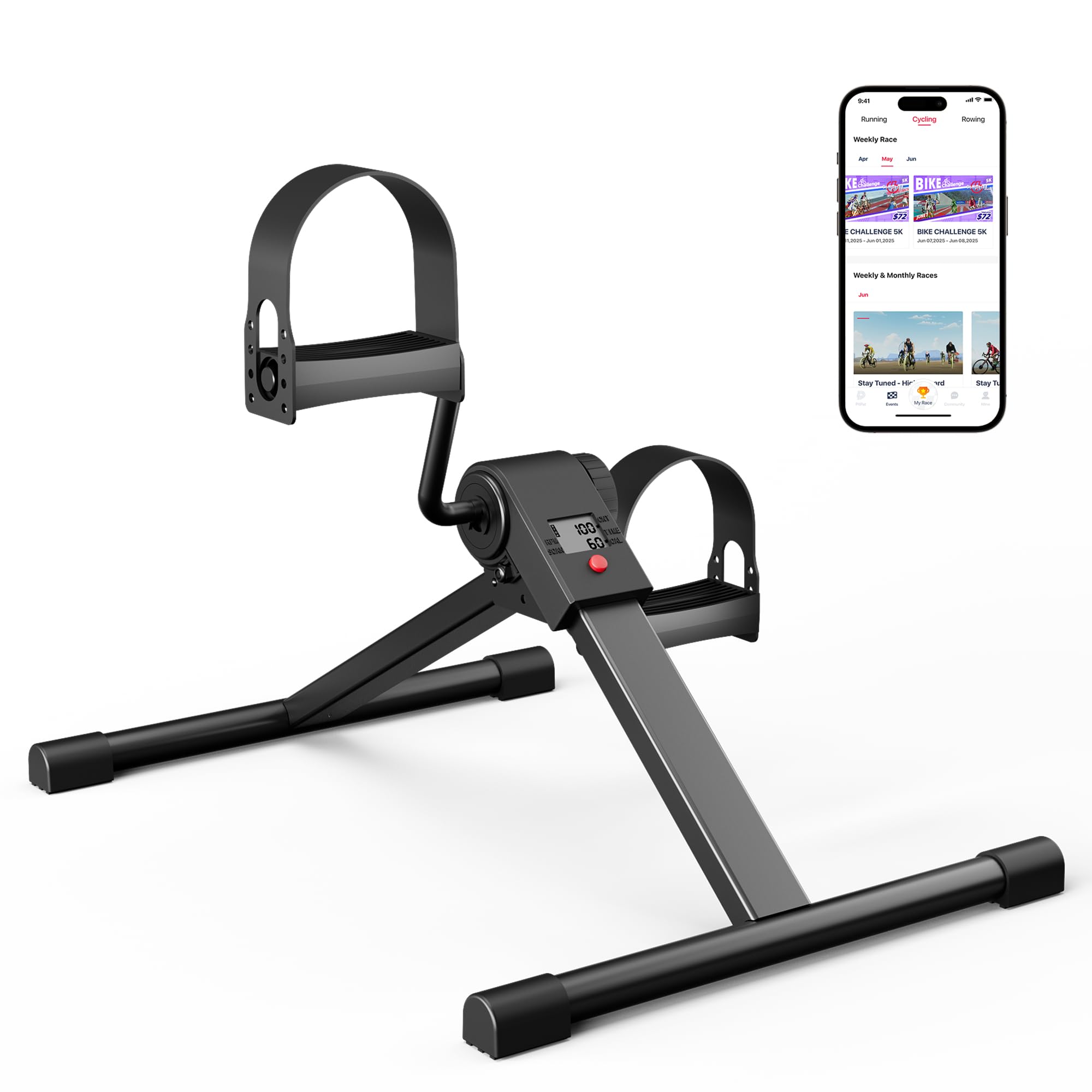 Lacuffy Exercise Bike Indoor Bike with LCD Display Magnetic Stationary Bike Durable Ultra-Quiet 136 kg Max Load Exercise Equipment with App for Home Use