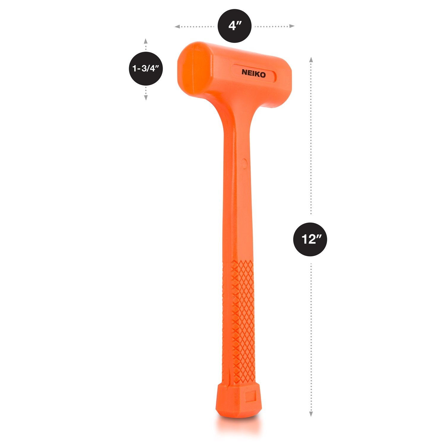Neiko 02847A 2 LB Dead Blow Hammer, Neon Orange I Unibody Molded | Checkered Grip | Spark and Rebound Resistant