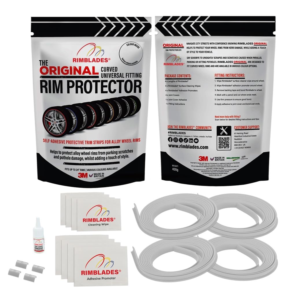 Rimblades Original Black Alloy Wheel Protectors - DIY | 9 Colours Available | Universal Fit for All Wheels | Durable Rim Guards | Car Wheel Scratch Protection | Rim Protection