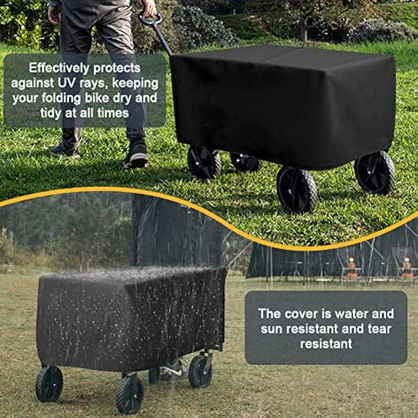 Folding Wagon Cover, Garden Wagon Cover, 600D Heavy-Duty Fabric Waterproof Dustproof UV Resistant, 38"D x 22"W x 20"H (Black)
