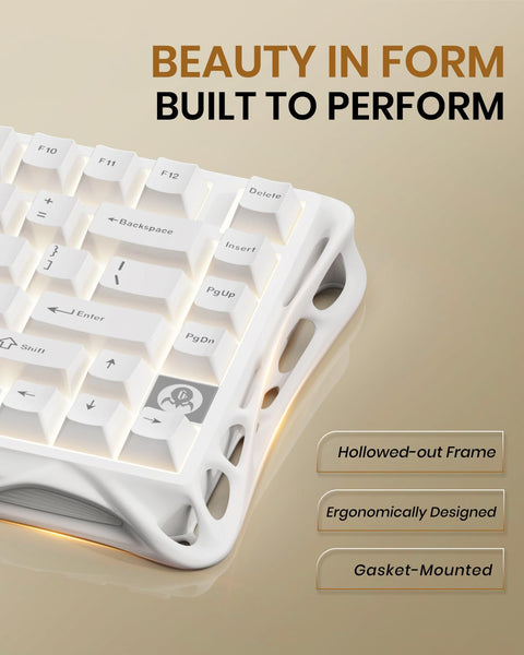 GravaStar Mercury K1 Lite 75% Gaming Keyboard, 2.4GHz/BT/Wired Tri-Mode Wireless Keyboard, Gasket Hot Swappable Mechanical Keyboard, Pre-lubed Linear Switches, RGB Backlit (Transparent Black)