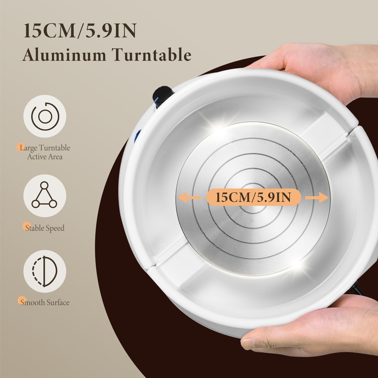 Electric Pottery Wheel, Couleeur 0-200r/min 350W Speed Adjustable Pottery Forming Machine, 15CM Anti-rust Metal Turntable Pottery Wheel with