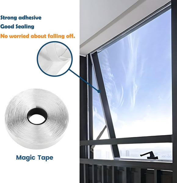 AC Window Seal,Portable Universal Window Kit for Mobile Air Conditioner Unit and Tumble Dryer 560cm/220Inch,Hot Air Stop Air Exchange Guards with Zip and Adhesive Fastener