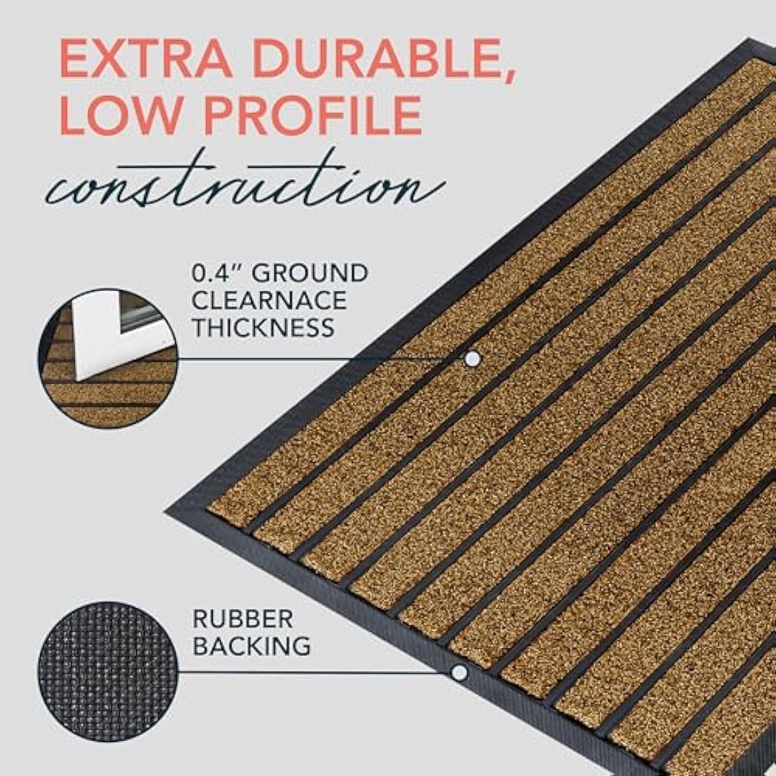 ubdyo Door Mats Indoor - Extra Durable Dirt Trapping Indoor Mats - Non-slip Rubber Rubber Door Mat - Low Profile Welcome Mat - (61 x 91 cm, Bright Brown)