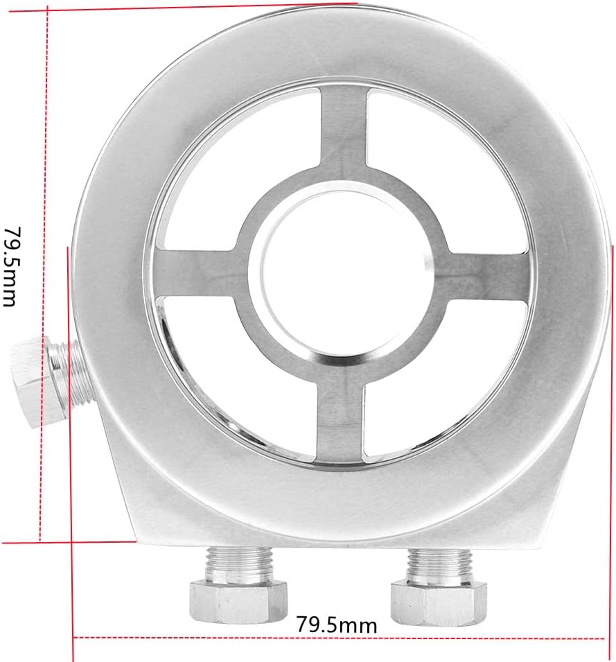 TKSE Oil Filter Sandwich Plate, Silver Aluminum Universal Oil Filter Temperature Cooler Gauge Sandwich Plate Adapter