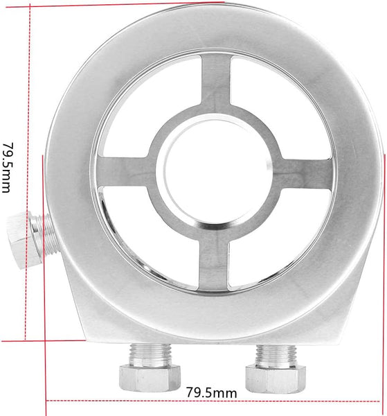 TKSE Oil Filter Sandwich Plate, Silver Aluminum Universal Oil Filter Temperature Cooler Gauge Sandwich Plate Adapter