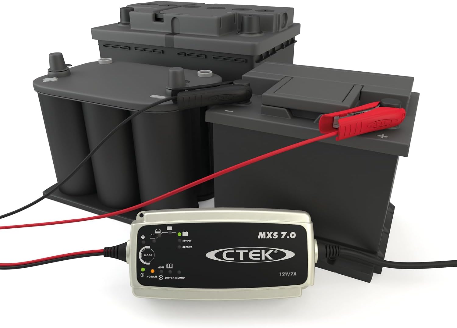 CTEK MXS 7.0 Fully Automatic Battery Charger (Charges, Maintains and Reconditions Car, Caravan and Motorhome batteries) 12V, 7 Amp - UK Plug, Black