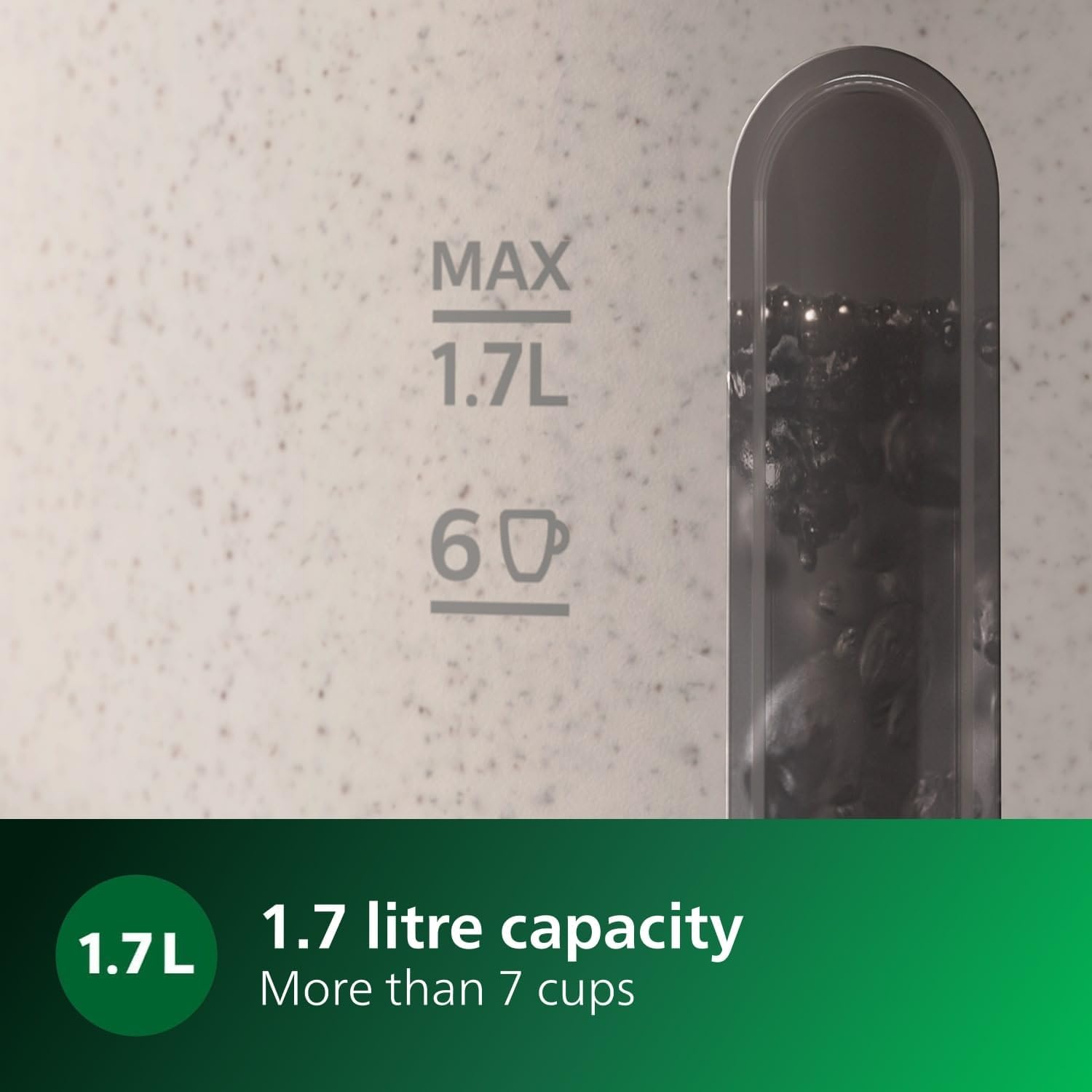 Philips Eco Conscious Edition Kettle 5000 Series, 100% Bio-based plastics*, 1.7 L Capacity, Cordless + 360° Pirouette Base, Silk White Matt Finish, (HD9365/11)