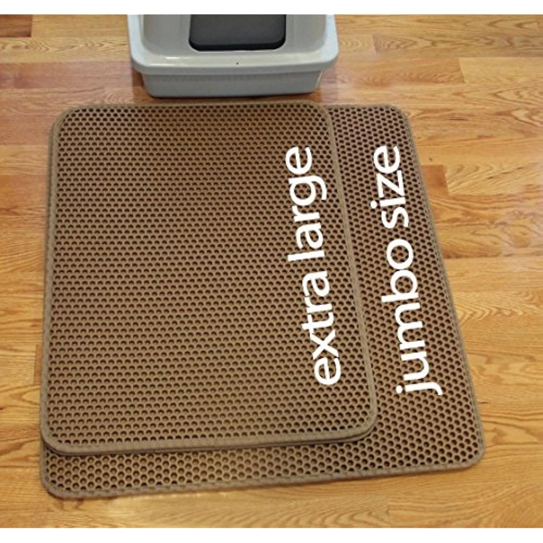 iPrimio 32" x 30" Cat Litter Mat: Large Litter Trapper Mat for Clean Homes, Litter Tray Mat for Housetraining Cats with Exclusive Urine/Waterproof Layer, Washable Silicone Cat Litter Tray Mat - Brown