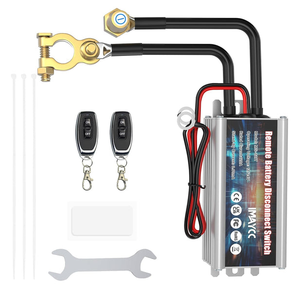 IMAYCC Wireless Kill Switch for Car, Remote Battery Disconnect Switch 12V 120A,Battery Cut off Switch 12v,Car Battery Isolator Switch Anti Theft, Automatic Cut/Shut Off Switch for RV, ATV,Truck, Boat.