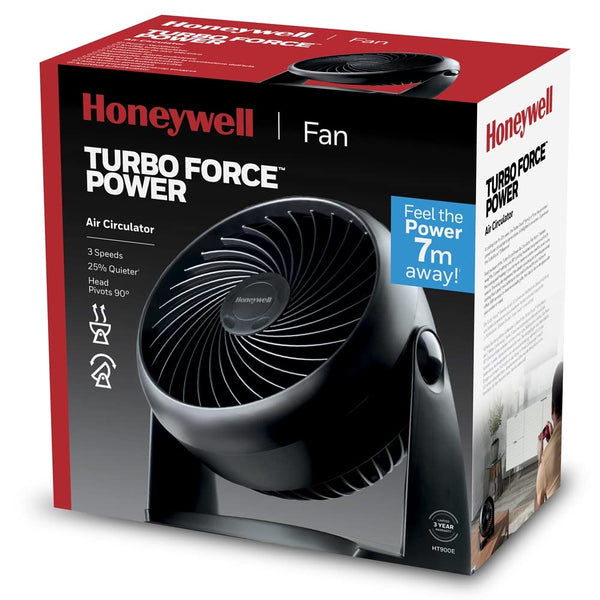Honeywell TurboForce Power Fan (Quiet Operation Cooling, 90° Variable Tilt, 3 Speed Settings, Wall Mount Feature, Table Fan) HT900E