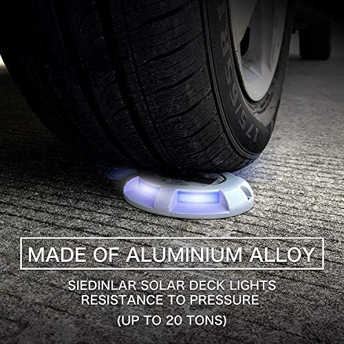 Siedinlar Solar Deck Lights Outdoor Waterproof Ground Light Solar Lights Outdoor Garden for Pathway Driveway Step Dock 4 Pack (Blue)