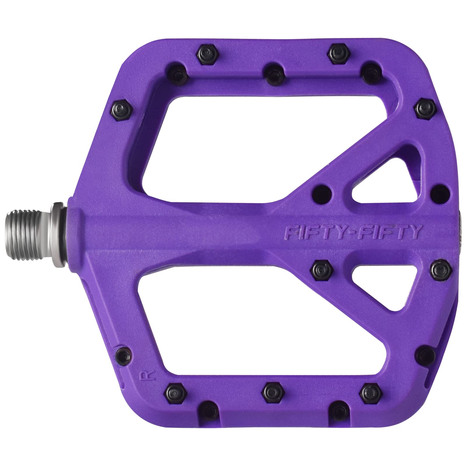 FIFTY-FIFTY Mountain Bike Pedals, Non-Slip MTB Nylon Composite, 9/16" Bicycle Pedals, Lightweight and Wide Flat Platform (Purple)