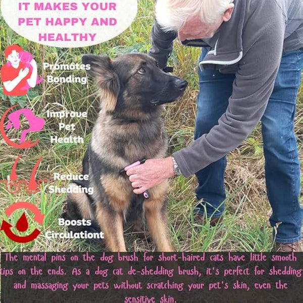 Laadi Deshedding Tool for Dogs and Cats - Reduces Shedding by Up to 95% in Less Than 10 Minutes—best Choice for Grooming and Deshedding Your Lovely Pets. Dog Cat Horse Rabbit Brush(Pink, L)