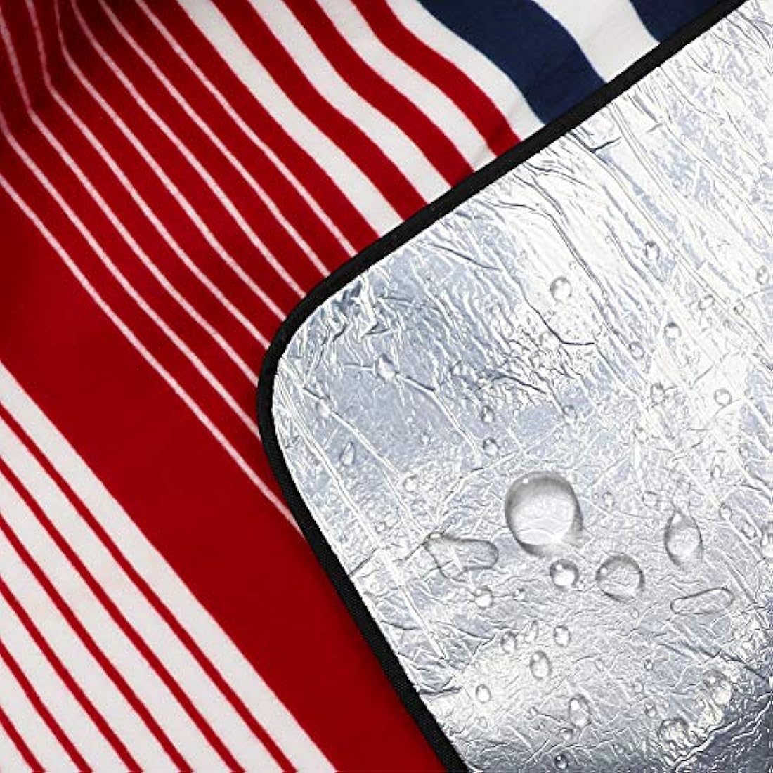 LIVEHITOP Fleece Picnic Blanket Waterproof Backing 200x200 cm - Portable Compact Thickening Extra Large Mat Rug for Camping BBQ Outdoor Indoor