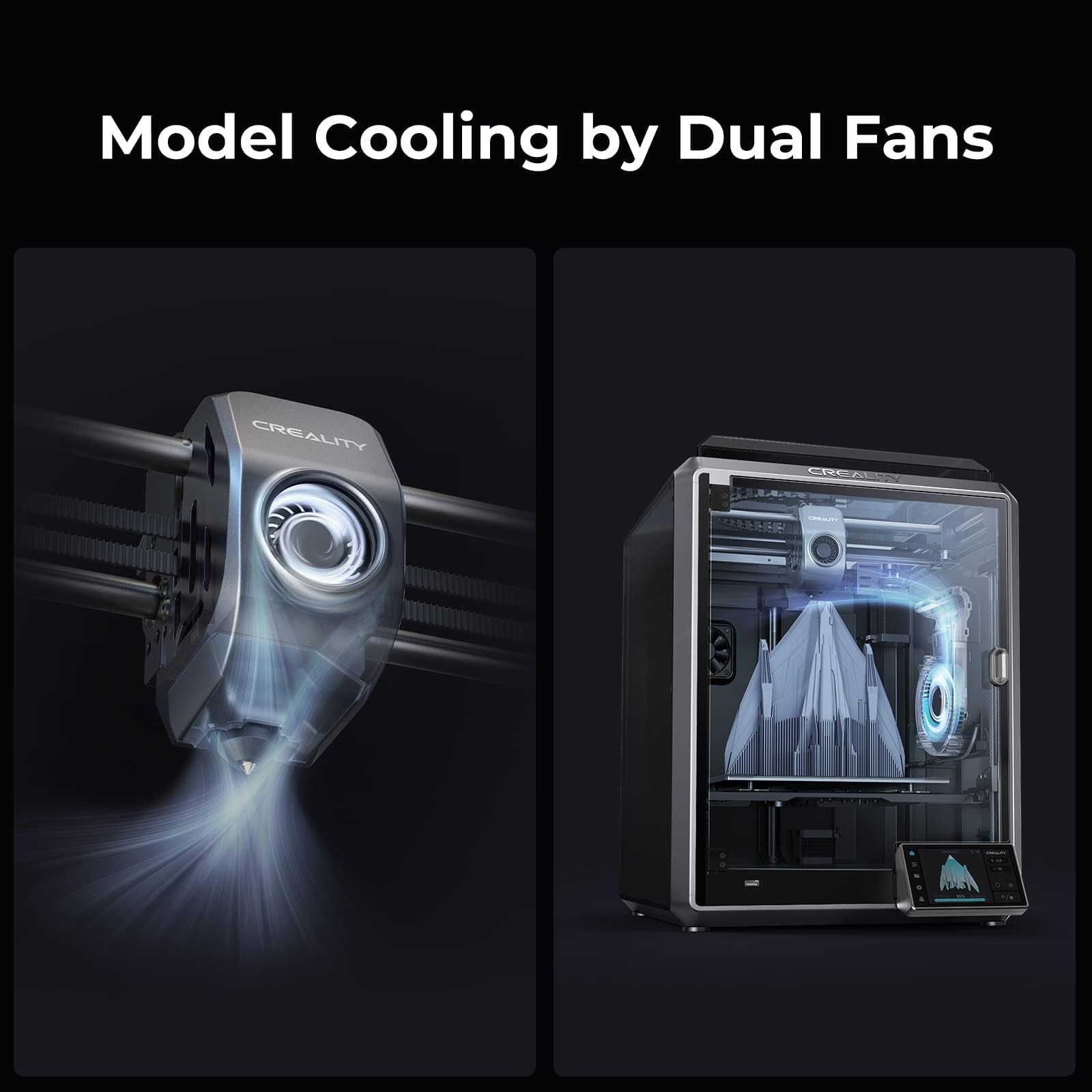 Creality K1C 3D Printer, 600mm/s Fast Speed Clog-Free Extruder Auto Leveling 3D Printers with AI Camera for 300°C Printing,Switchable Silent Mode Reliable Carbon Fiber 3D Printing 220*220*250mm(Black)