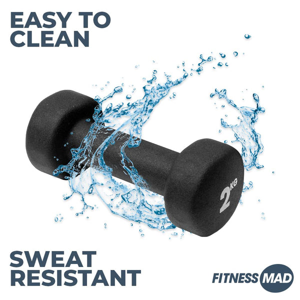 Fitness Mad Neo Dumbbells, Weights 0.5kg - 6kg (Pair) (6kg, Black)