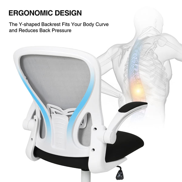 Fullwatt Office Chair, Flip-up Armrest Ergonomic Desk Chair Computer Task Chair Mesh with Armrests lumbar support Mid-Back for Home Office Conference